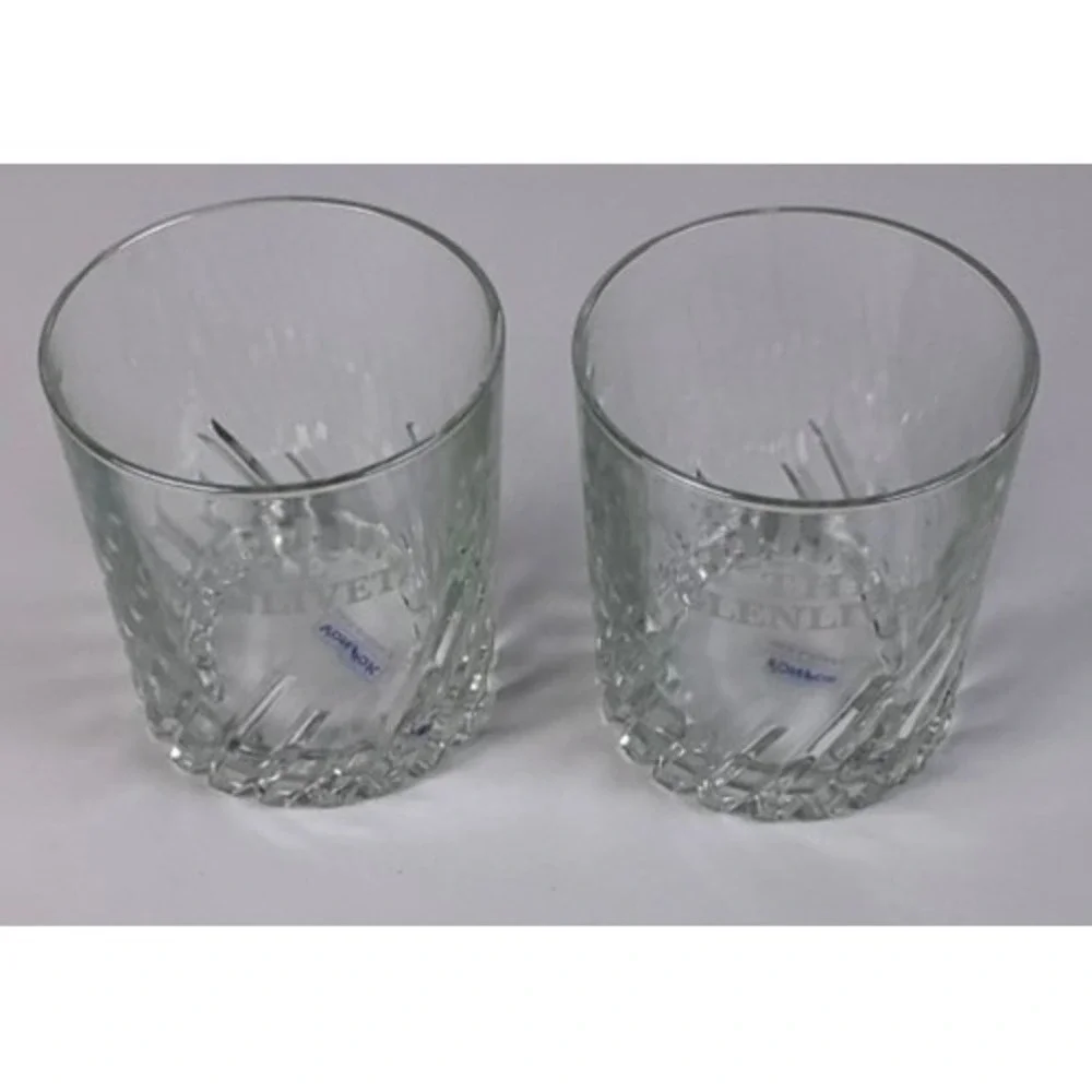 The‎ Glenlivet Whiskey Tumbler Glasses Set of 2 Heavy Base Etched Design